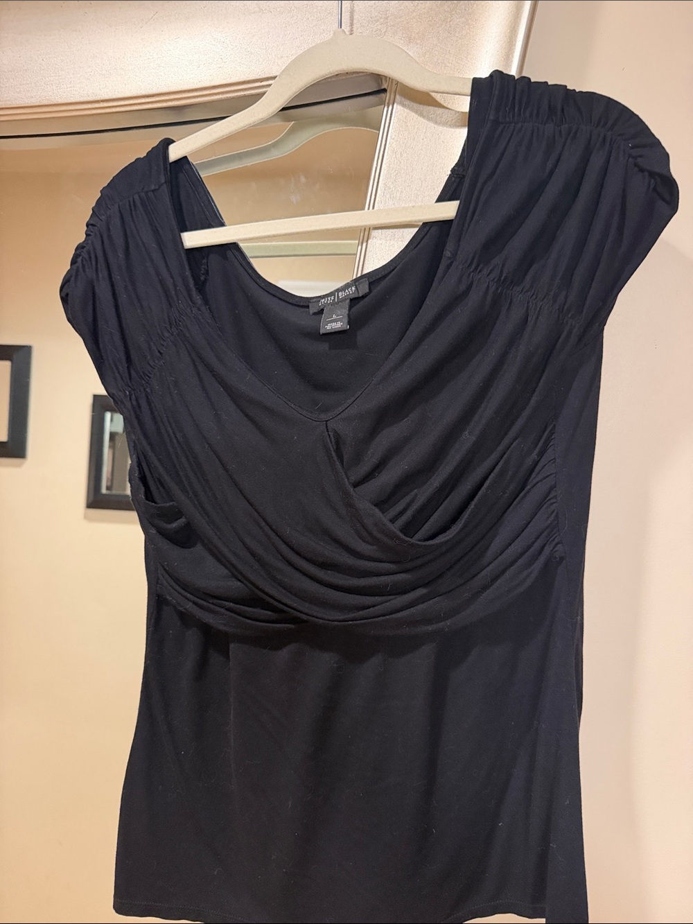 Guess by Marciano Black Shoulder Draped Top